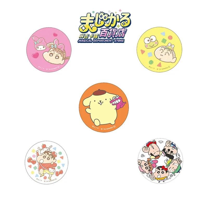 

Magical Department Store Genuine Canbadge Crayon Shin chan x Sanrio Anime Merch Badge Pin Collection Game Merch Gift