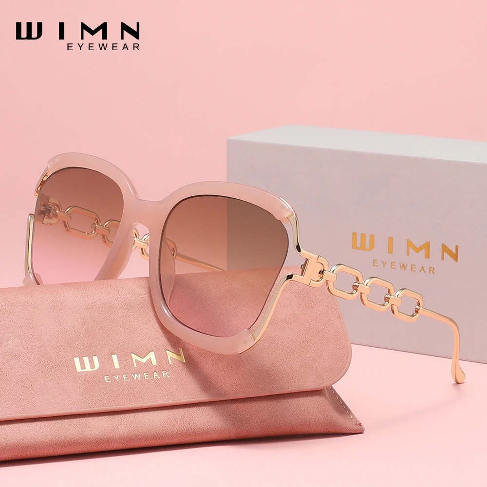 

WIMN Chic Metal Chain Design Fashion Sunglasses Women's Large Frame Stylish for Streetwear & Party Accessory