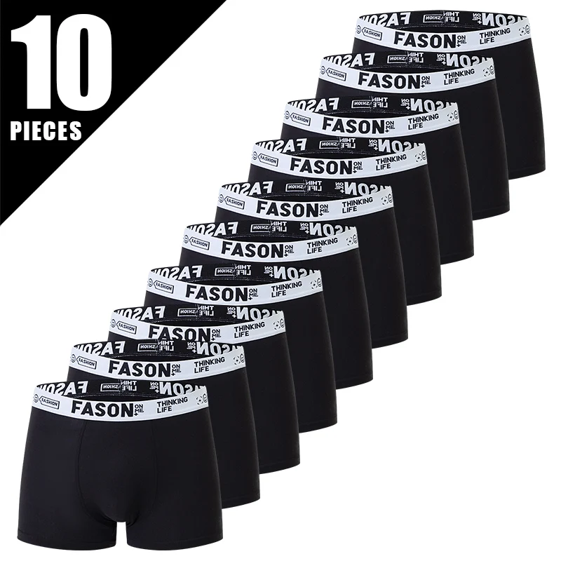 4/10 Piece Men's Four Season Black Fashionable Casual Basic Versatile Underwear Boxer Shorts Plus Size Youth Sports Base Shorts - Image 2