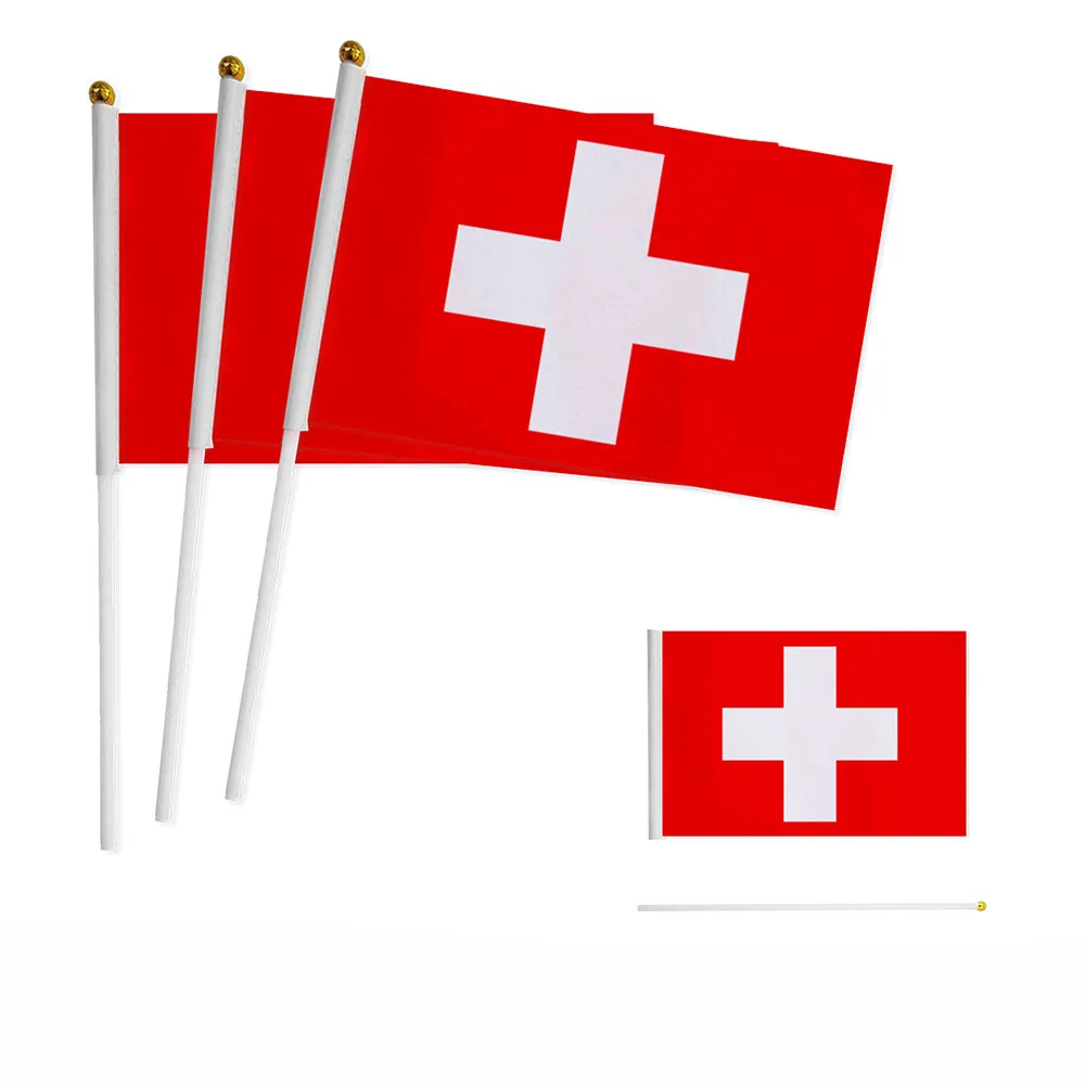 Z-ONE FLAG  Switzerland Hand Flag 14*21cm Switzerland National Flag Hand  Held Waving Small Flag Indoor Outdoor Home Decor