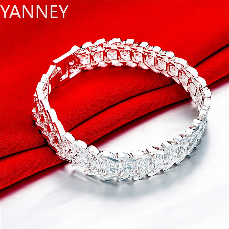

Hot New 925 Sterling Silver Bracelets For Men Classic Noble Chain Fashion Wedding Party Christmas Gifts Jewelry Women