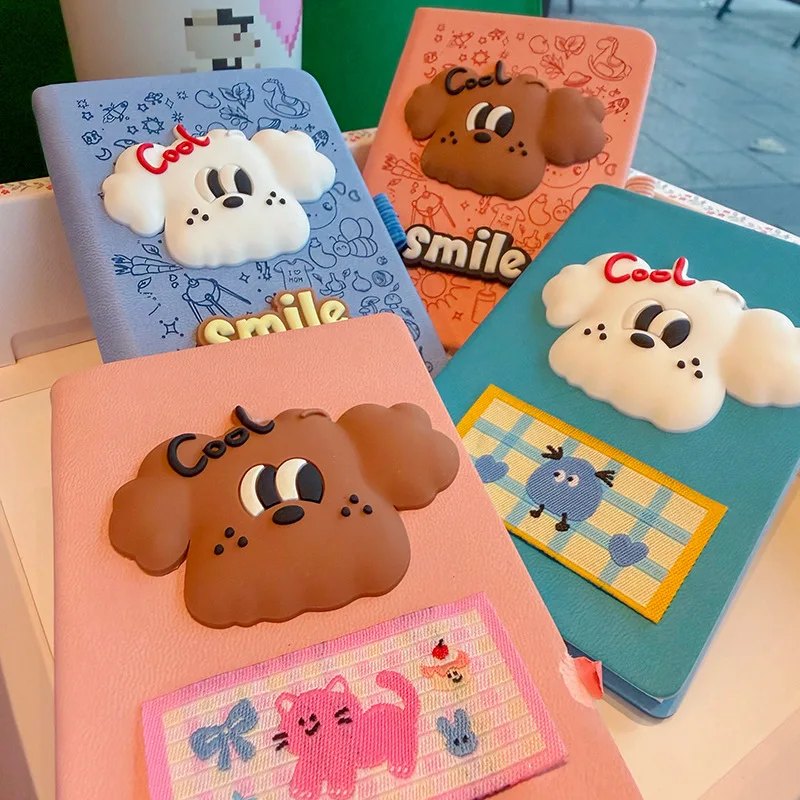 Carnet d'étudiant mignon motif chiot de dessin animé, carnet de notes créatif au design attrayant