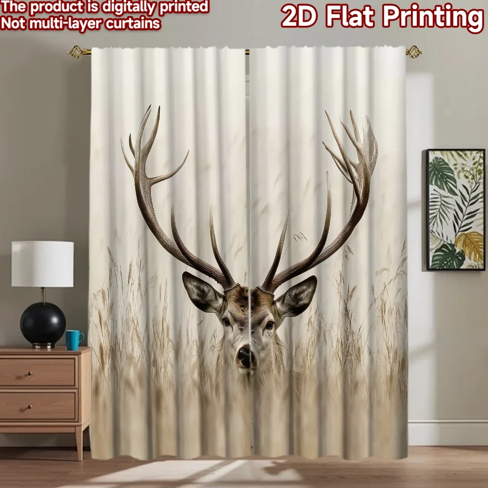 

1pc 2D flat Photography Backdrop Background Banner Deer in Tall Grass 100% Polyester Family Party Perfect for Holiday