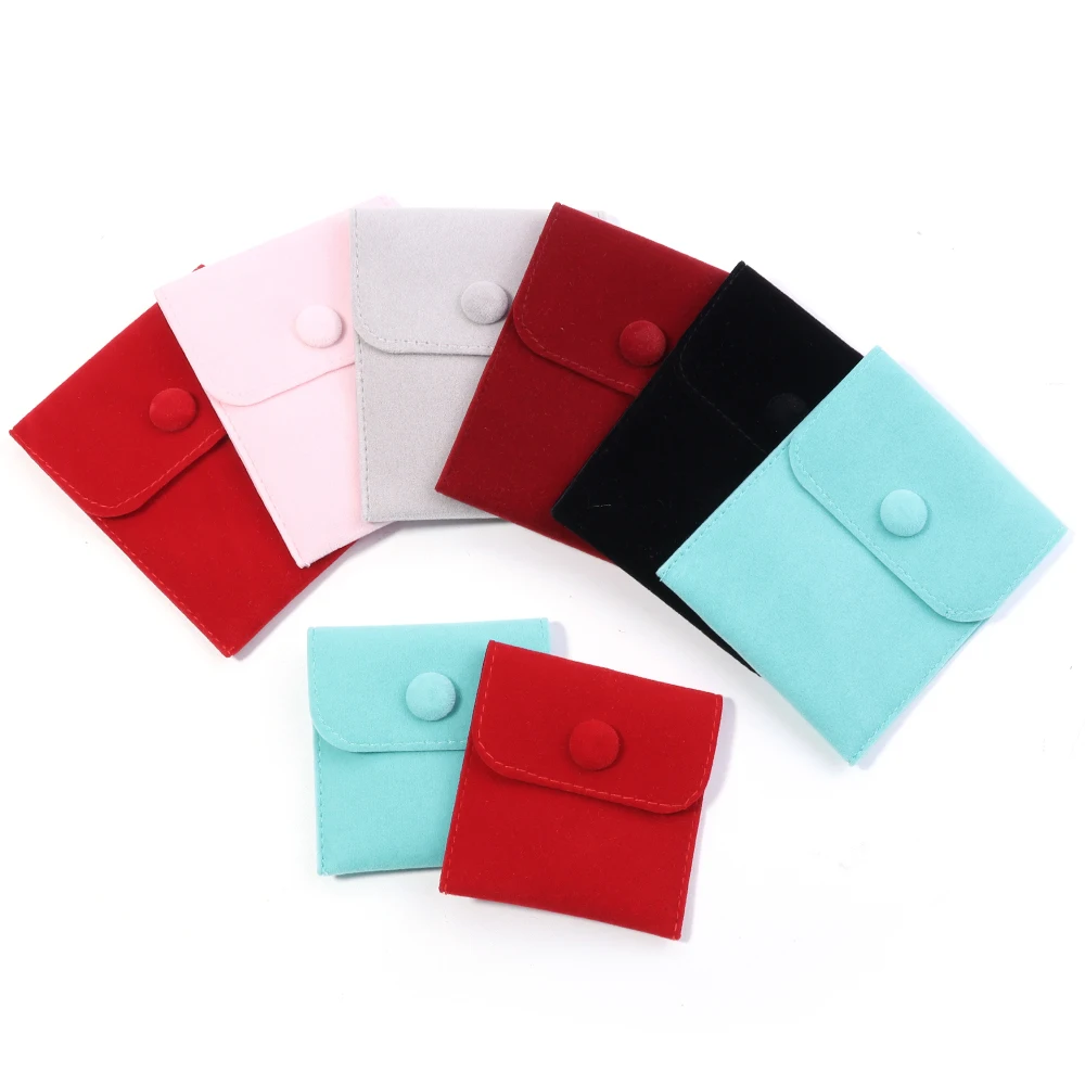 1pcs Jewellery Pouch Packaging Bag Soft Velvet Snap Button Gifts Packing Bag For Storing Rings Bracelets Necklace Accessories