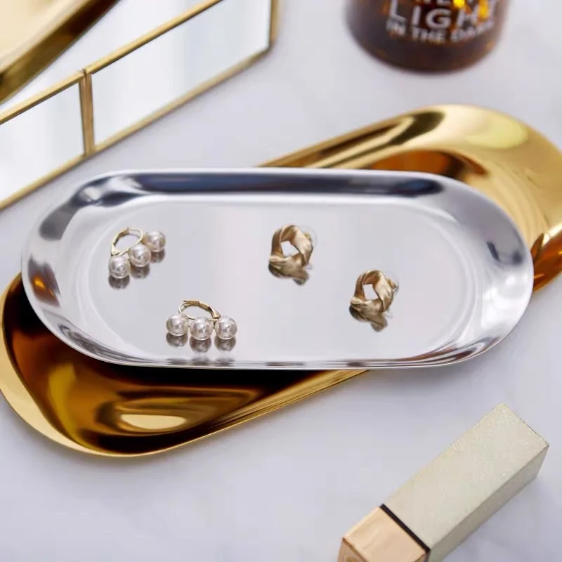 

Kitchen Stainless Steel Gold Dining Plate Dessert Plate Nut Fruit Cake Tray Snack Kitchen Plate Home Kitchen Accessories Tools