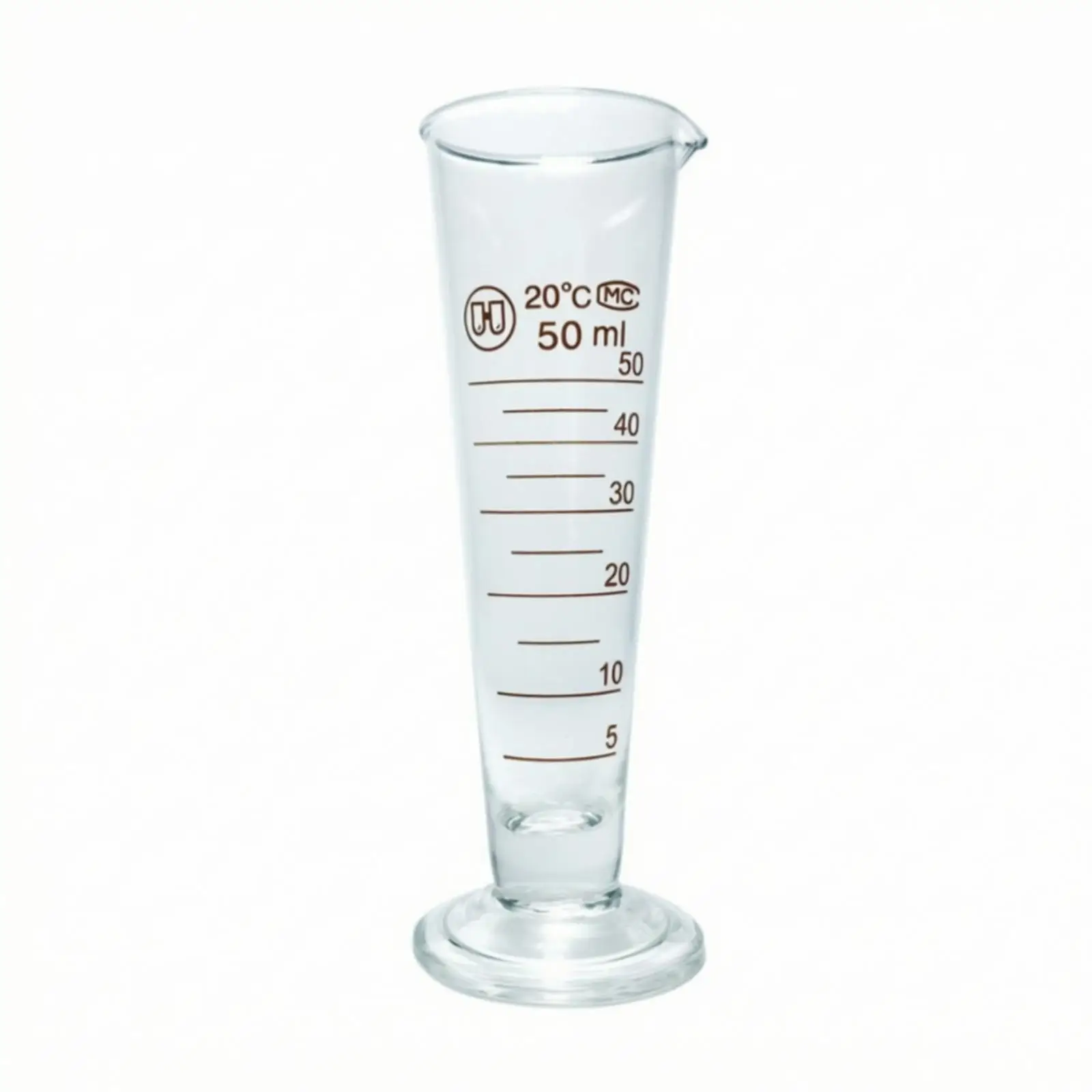 Easy-to-Read Graduated Measuring Cup | Wide Stable Base, Clear Glass Body, Conical Measuring Cup, for scientific