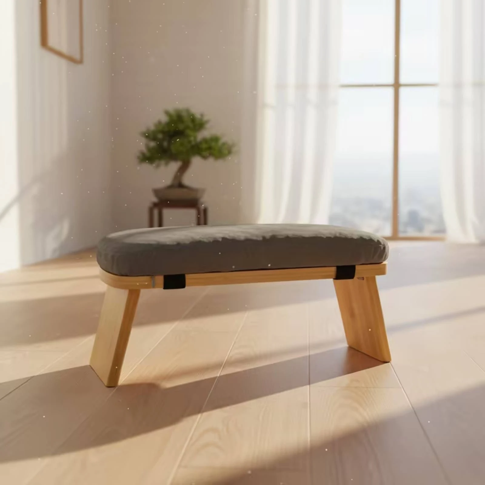 Kneeling Stool with Cushion Comfortable Kneeling Stool Meditation Bench Upholstered Furniture Low-Sitting for Practitioners view 2