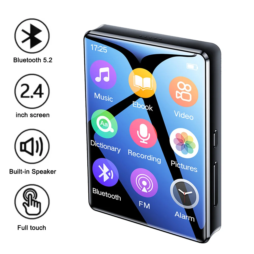 Reproductor de MP3 HiFi de 128GB, reproductor de música Digital MP4, Compatible con Bluetooth 5,0, reproductor de música de Audio Digital portátil, compatible con hasta 128GB