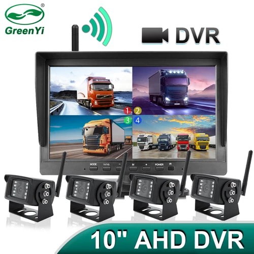 GreenYi-Monitor inalámbrico de 10 pulgadas para camión, DVR, AHD, 720P, alta definición, visión nocturna, grabadora de respaldo inverso, cámara Wifi para autobús y coche