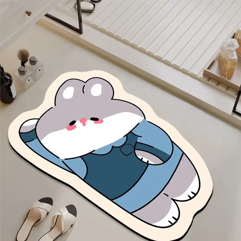 

Мультяшный милый коврик из диатомовой грязи с изображением инопланетянина, впитывающий нескользящий быстросохнущий коврик для ног, коврик для входной двери