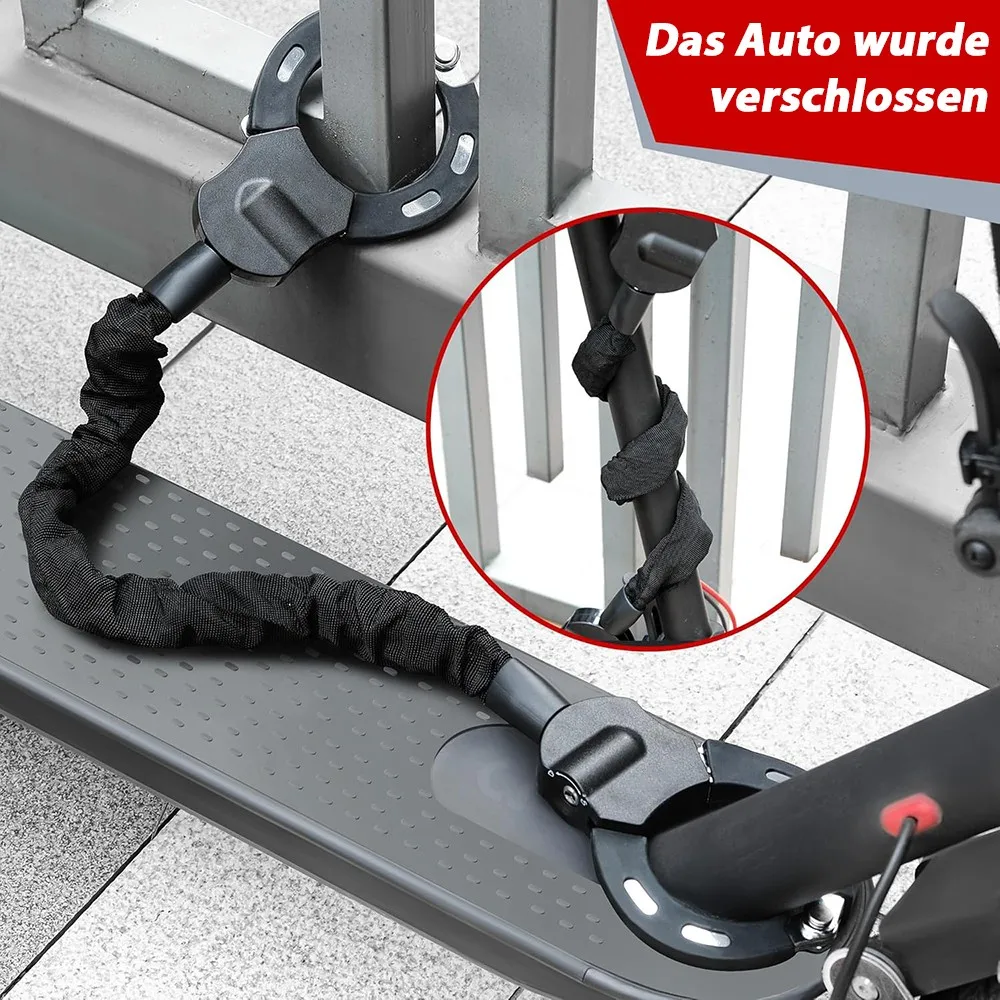 E-Scooter-Sicherheitsschlösser, Kettenhandschellenschloss, 60 cm langes E-Scooter-Schloss, wasserdichte Tasche, Schwarz – Detail 6