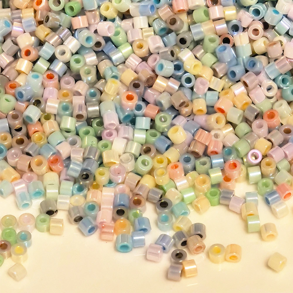365 Uds. Cuentas de vidrio tubulares de Color AB MKY de 2mm 10/0 cuentas de semilla espaciadoras de uniforme japonés para fabricación de joyería accesorios de costura DIY