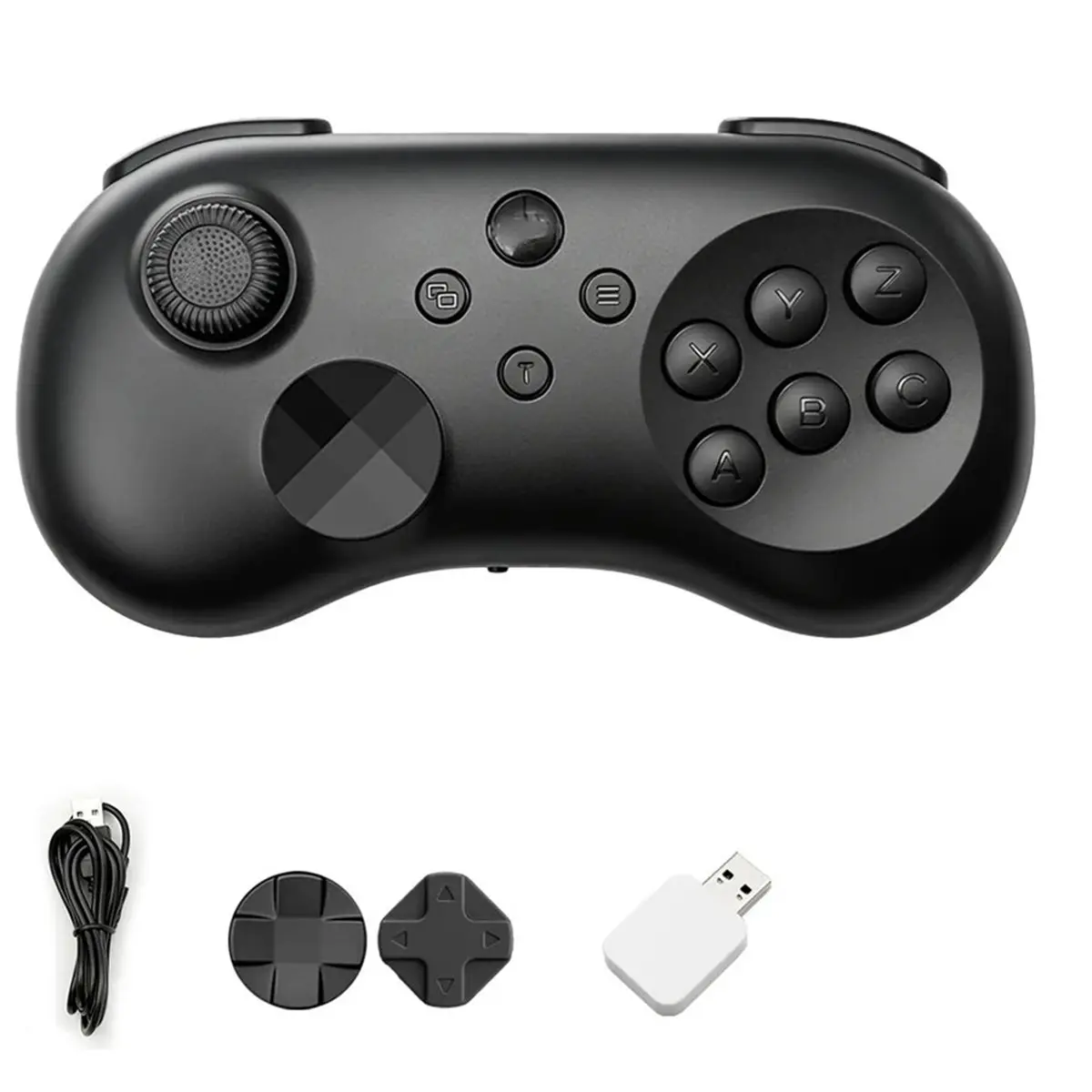 Y04 Wireless Game Controller with Receiver for Switch/PC/ - Hall Effect Joystick 6-Button Layout Gamepad Black