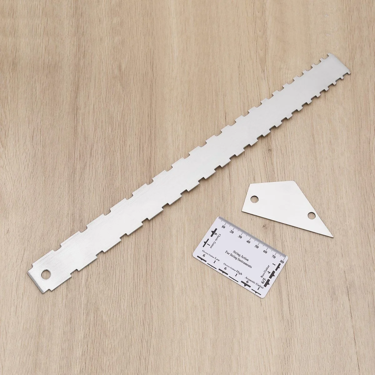 

Набор из 3-х линеек Miwayer для гитарного грифа: измеритель высоты струн и прямая линейка с выемками/инструмент для лютейеров