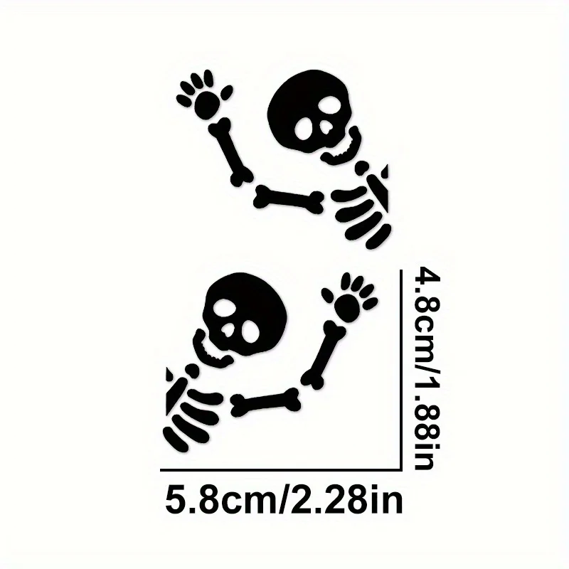 2Pcs Funny Skull Waterproof Sunscreen Vinyl Stickers Decals For Car Rearview Side Mirror Motorcycle Helmet Bumper