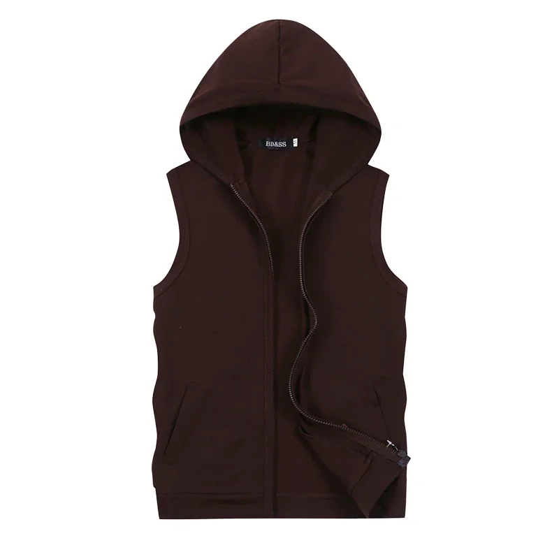 Summer Mens Hoodie Coat Vest Fashion Couple Sleeveless T-shirt sports solid color vest Waistcoat Casual Hood Jacket for Men 5xl