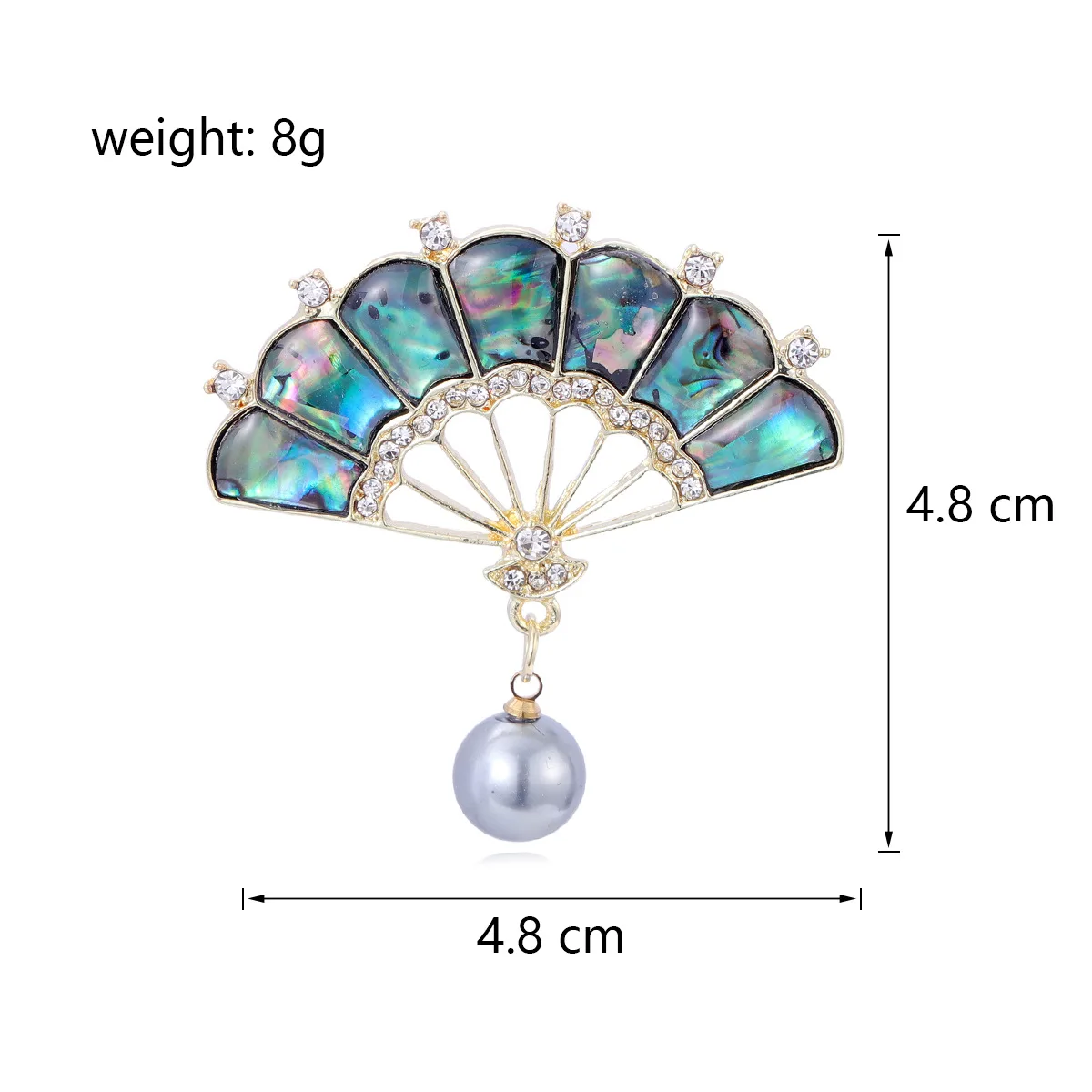 European and American fashion temperament rhinestone abalone shell fan brooch elegant and generous women's clothing corsage jewe