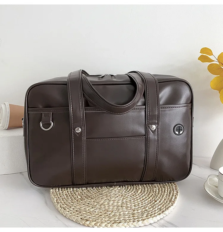 Student Handbag JK Uniform Bag Single Shoulder PU Uniform Bag Commuter Document Backpack Computer Bag Travel Bag