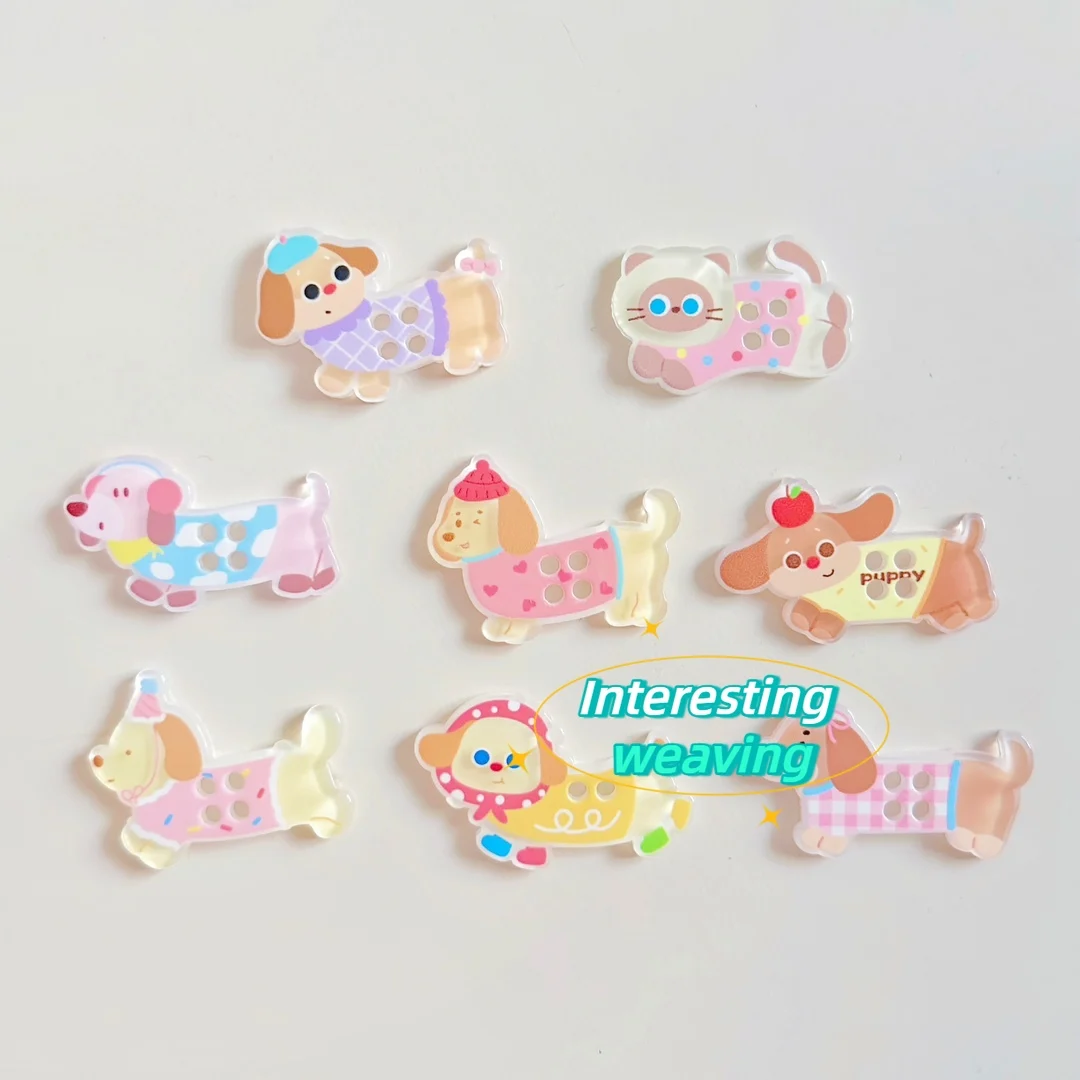 

10/20pcs Dog Button Acrylic Button Accessories New Cartoon Spring and Summer DIY Handmade Clothing Shoes, Hats Socks Accessories