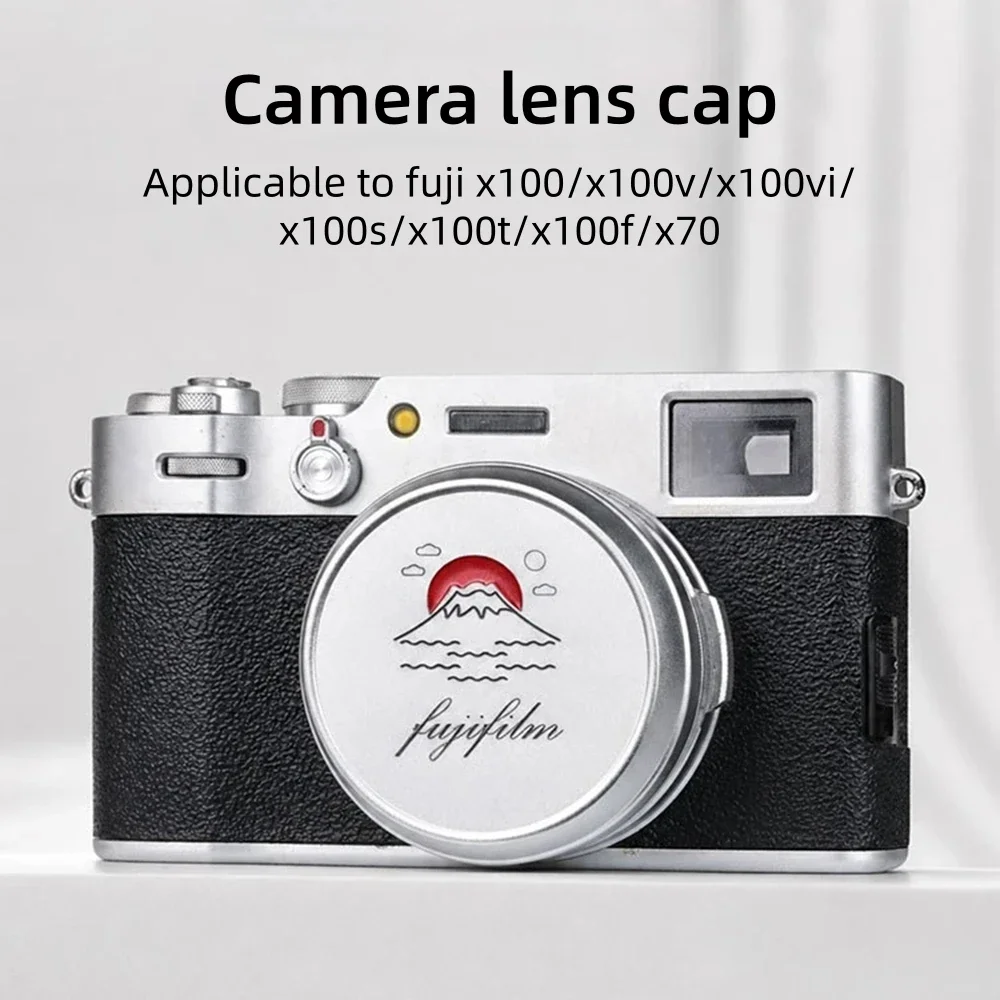 Retro Pattern Lens Cap for Fujifilm X100, CNC Metal Aluminum Alloy Cap, Anti-Scratch EVA Lining