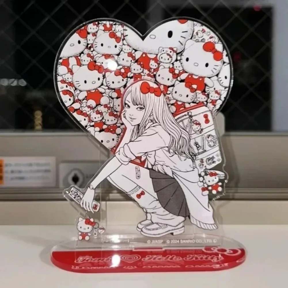 

Tomie & Hello kitty Acrylic Standing Sign Junji Ito Jointly-designed Anime Peripherals Convenient Carry Cute Keychain Gift