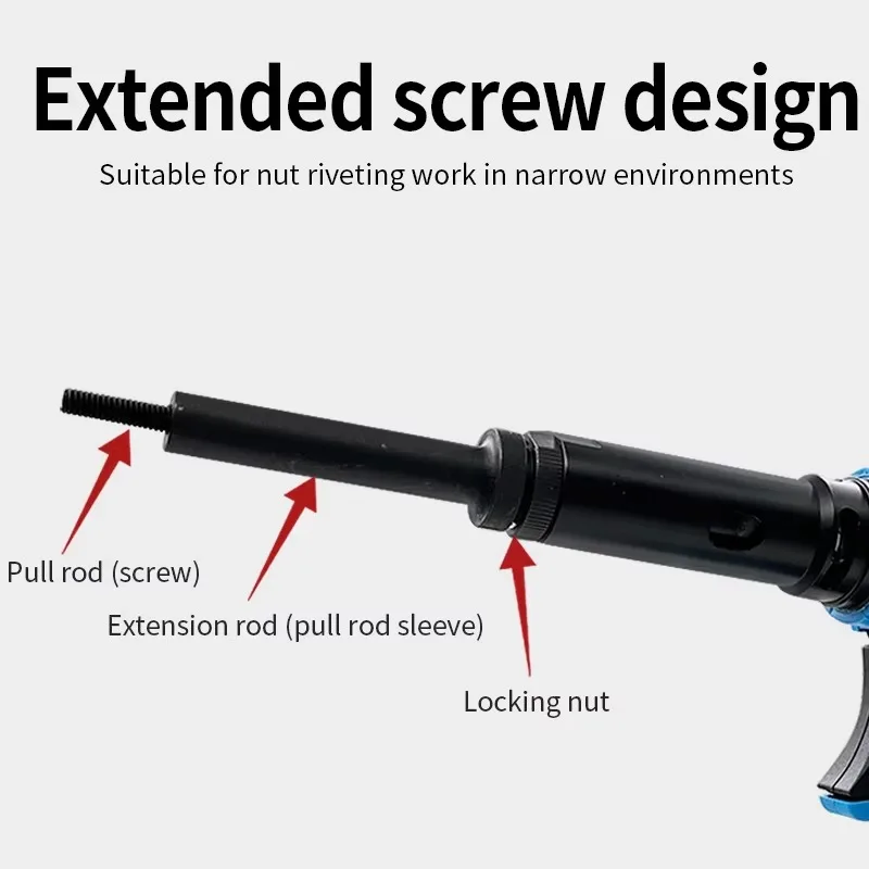 

【specialized】Hot Sale Extended Rod Pneumatic Nut (Blue/Red) - M3-M12 All-Material Nut Tool for Industrial Fastening & Assemb