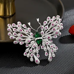 Retro Luxury Micro-inlaid Zircon Color Butterfly Brooches for Women Exquisite Design Corsage Banquet Clothing Accessories Pins
