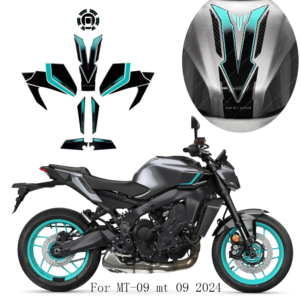 

For MT-09 mt 09 2024 3D Epoxy Resin Stickers Motocycle Tank Pad Sticker Anti Slip Protection Stickers Kit Decals