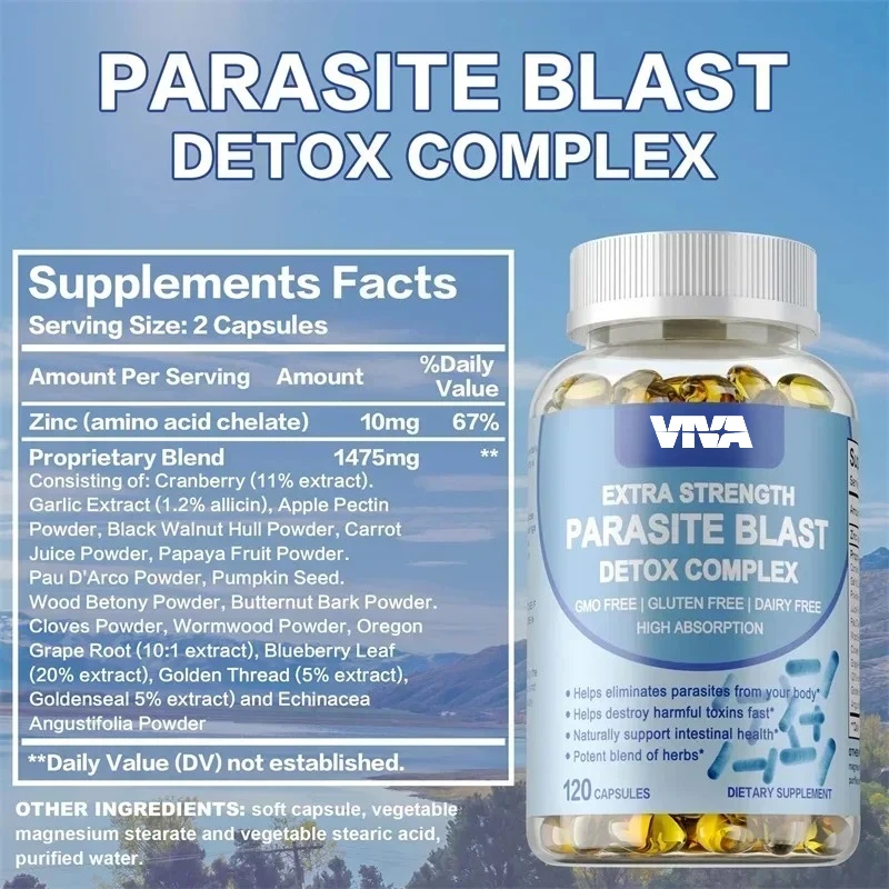 Parasite Blast Detox Complex - Pumpkin Seed, Eliminates Parasites, Supports Intestinal Cleansing and Enhances Immune Function