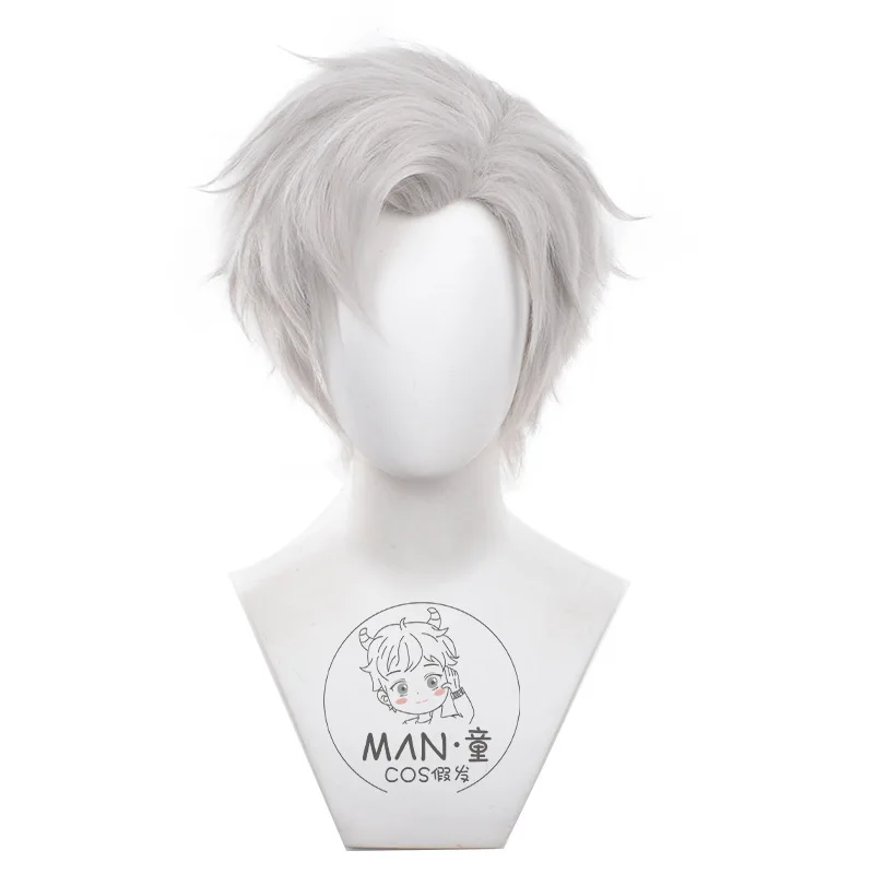 愛とディープスペース 秦哲 コスプレウィッグ シルバーグレー スパイキー ショートヘア 男性 ハロウィンギフト