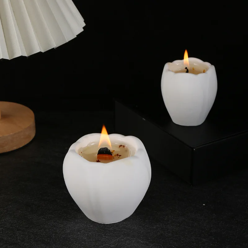Aromatherapy Candle for Home Decoration, Tulip Shape, Long-lasting Fragrance, Natural Essential Oil, Magnolia Cup Shape