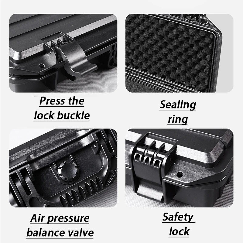 Waterproof Toolbox Multi Functional Portable Toolbox with Lock Large Hard Case Tool Case Safe Equipment Storage Box with Sponge