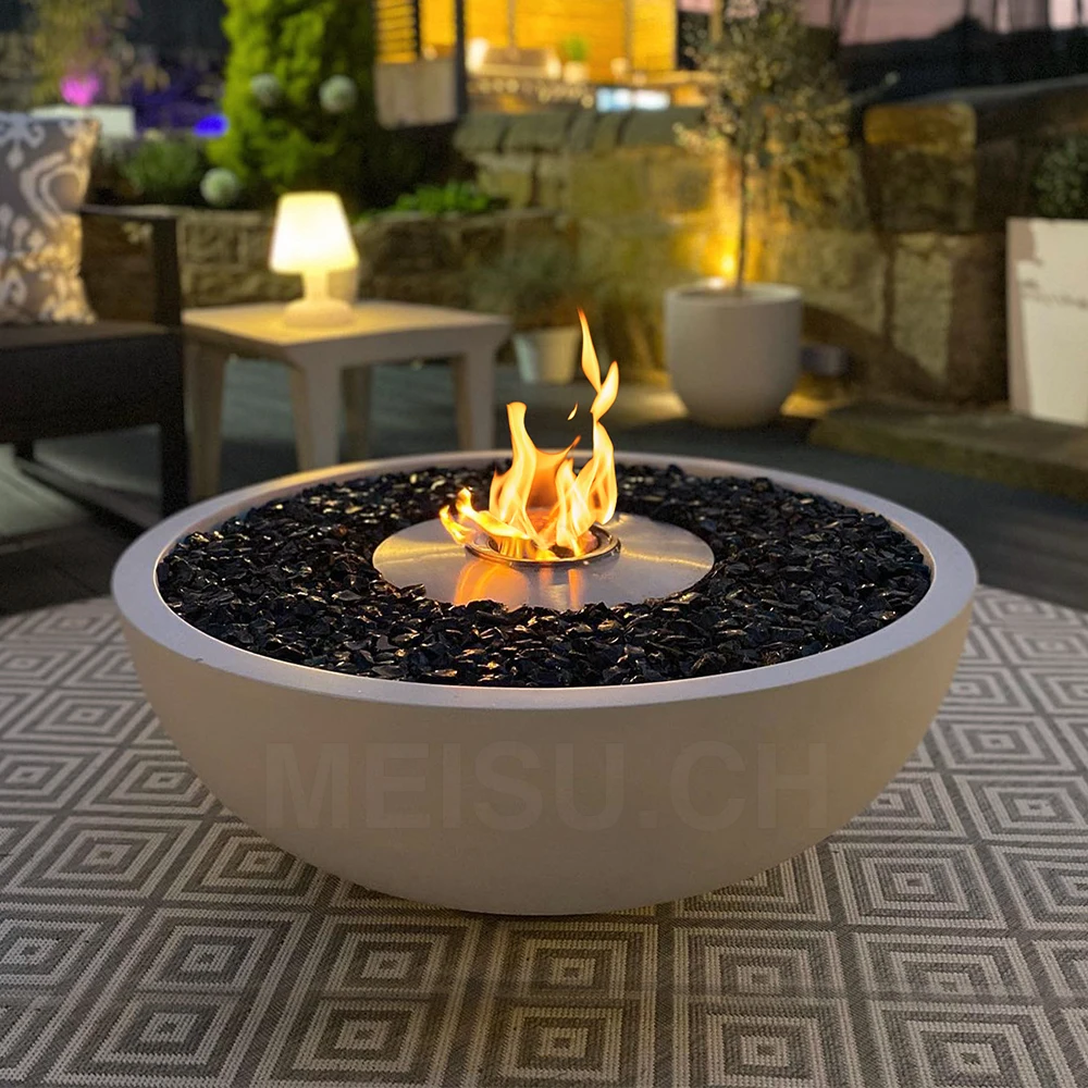 MEISU.CH BBQ Cooking Villa Smokeless Tabletop Round Outdoor Camping Natural Gas/Alcohol Furnace Core Freestanding Firepit