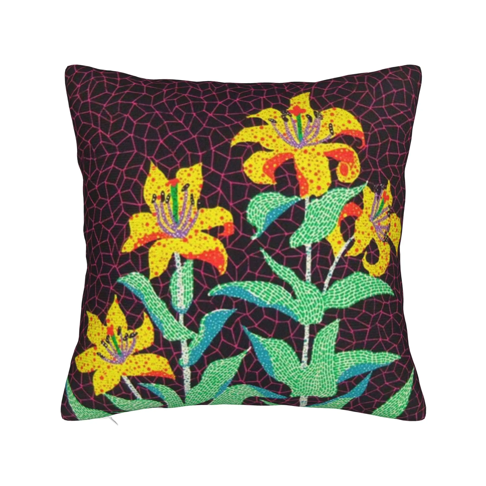 Flowers Yayoi Kusama Square Pillow Covers Polyester Couch Art Dots Pumpkin Polka Pop  Cushion Case Cool Decor Pillowcase 45*45