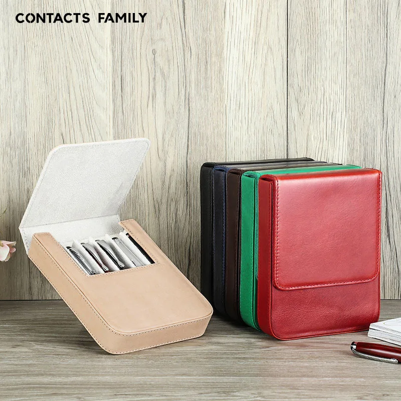 جديد رائع اليدوية قلم حبر حافظة جلدية للرجال النساء حامل حقيبة أقلام ريترو صندوق القلم المنظم بنين بنات مدرسة