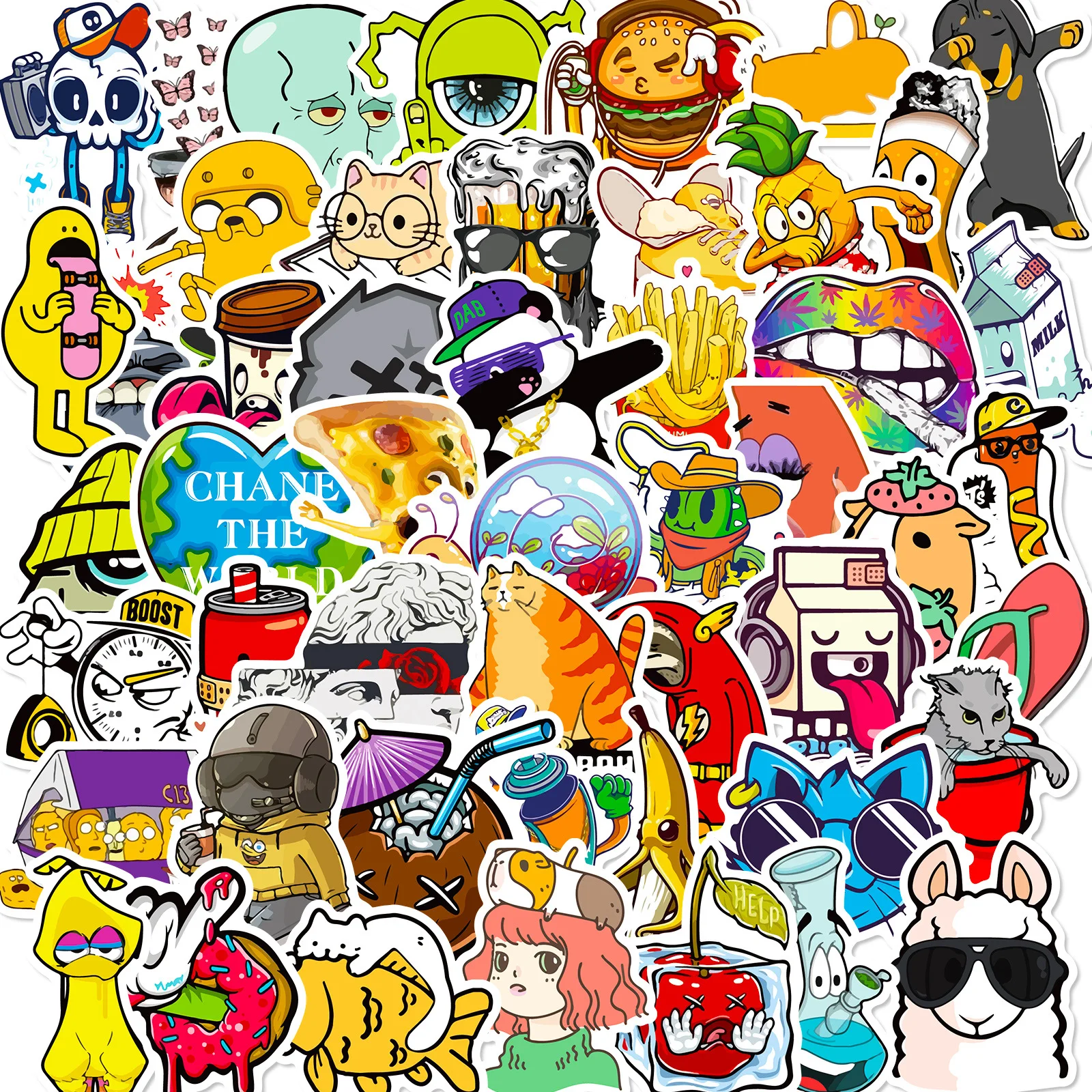 50pcs Animation Fun Graffiti Cute Animal Stickers Kawaii Skateboard Bicycle Luggage Guitar Laptop Kids Waterproof Sticker Toys