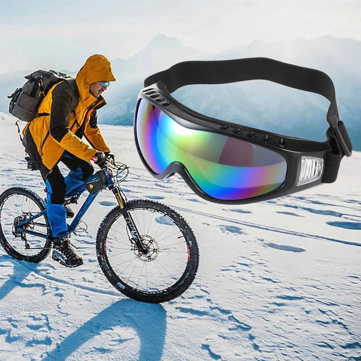 

Unisex Windproof Outdoor Ski Bike Motorcycle Cycling Protective Safety Goggles Uv Lenses Anti Fog Durable Abs Frame Blue