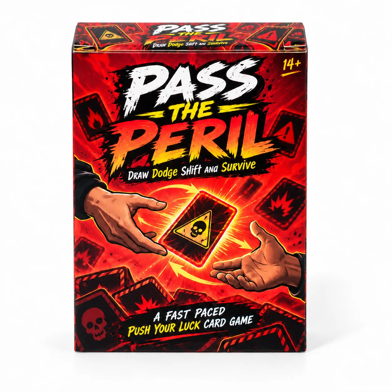 PASS THE PERIL Push Your Luck Card Game Draw Dodge Shift and Survive Fast Paced Strategy Party Game with Action Cards Risk Manag