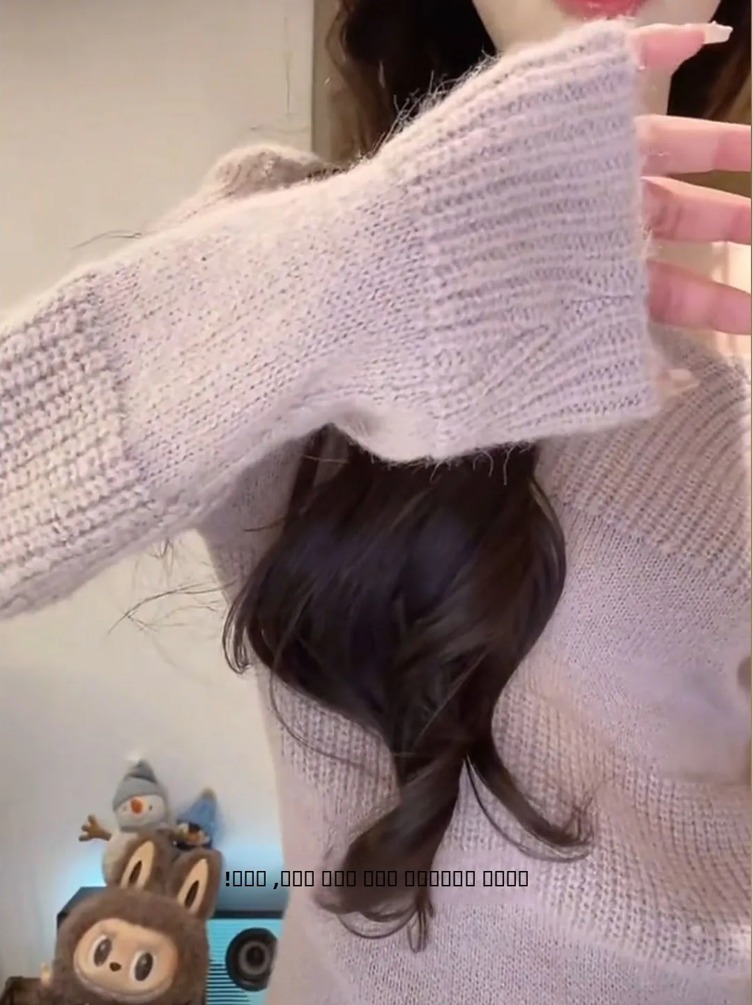 الحلو الوردي غير المتكافئة oulder طويل Sve محبوك سترة المرأة الخريف الشتاء كسول Sle الكتف عارية Faionable