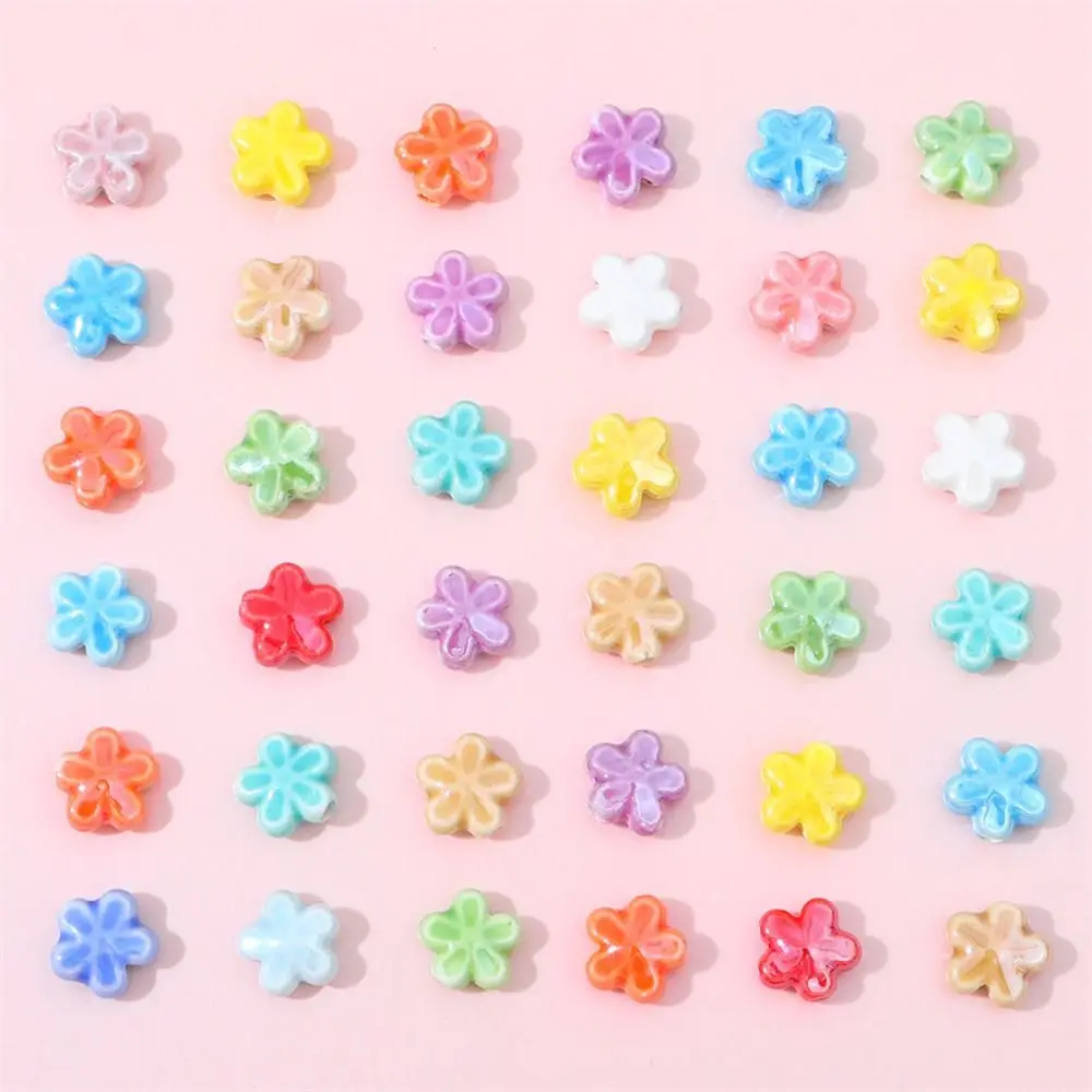 10 Stück handgefertigte, fünfblättrige Blumenperlen in frischen Farben, Keramik-Abstandshalter, lose Perlen, DIY-Zubehör für Halsketten und Ohrringe – Detail 6