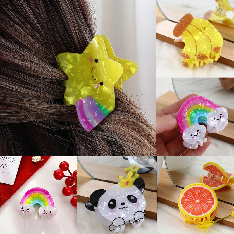 

Fashion Creative Acetate Fruits Hair Claw Panda Banana Shaped Hair Clip For Girls Women Fresh All-match Hair Accessories