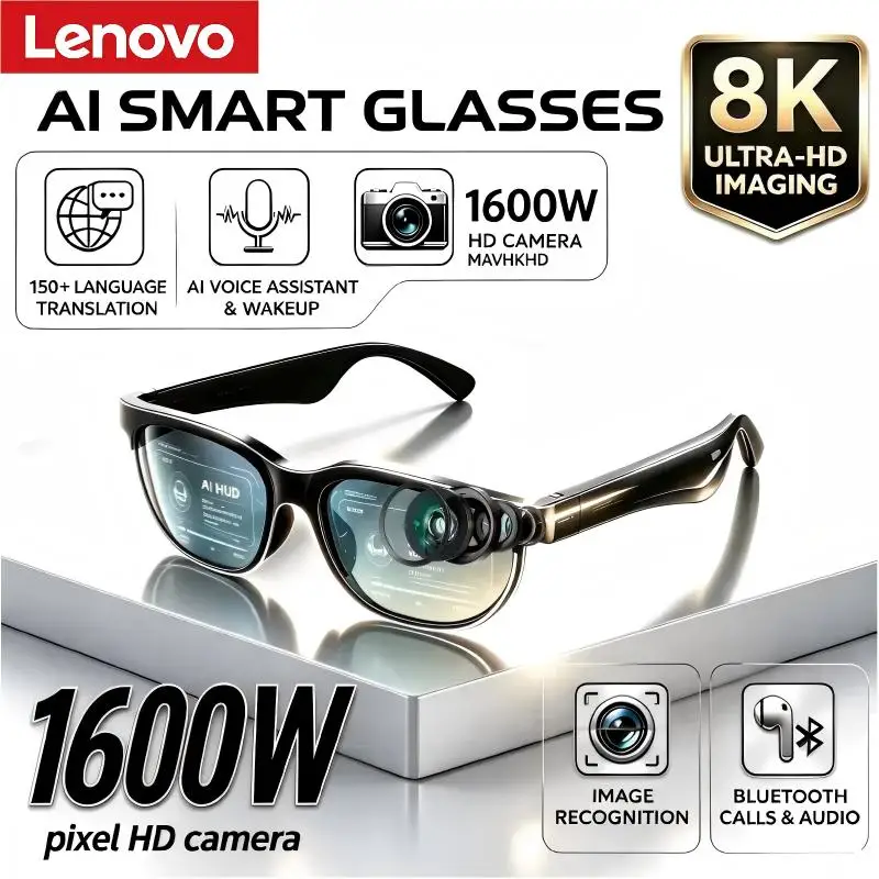 Lenovo New Al Smart Glasses Al Translation Bluetooth Conversation Recording Listening To Music Smart Sunglasses For Adults