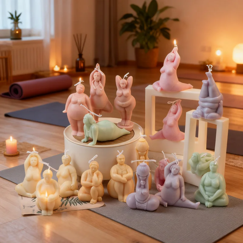3D Woman Yoga Gesture Silicone Molds Yoga Fat Lady Curvy Woman Body Resin Mould DIY Scented Candle Supplies Yoga Gym/Home Decor