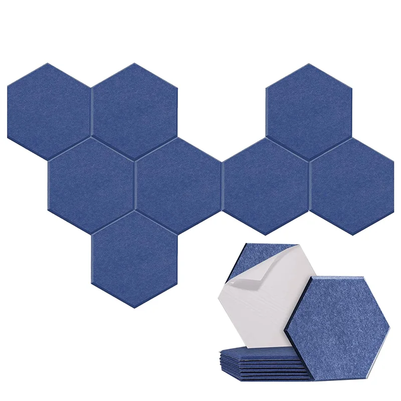 8 Pack Self-Adhesive Hexagonal Acoustic Panel,Sound Absorbing Panel for Studios/Recording Studios/Offices,Dark Blue