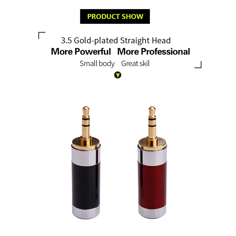 3.5 mm Jack Audio Adapter Stereo 3 Poles Earphone Plug Connectors Hifi Upgrade Headphones Wire 3.5mm Jack DIY Gold Plated