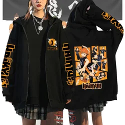 Haikyuu Japan Anime Zip Up Hoodie Karasuno High School Hooded Men Women Sweatshirts Harajuku Autumn Winter Zipper Pullover