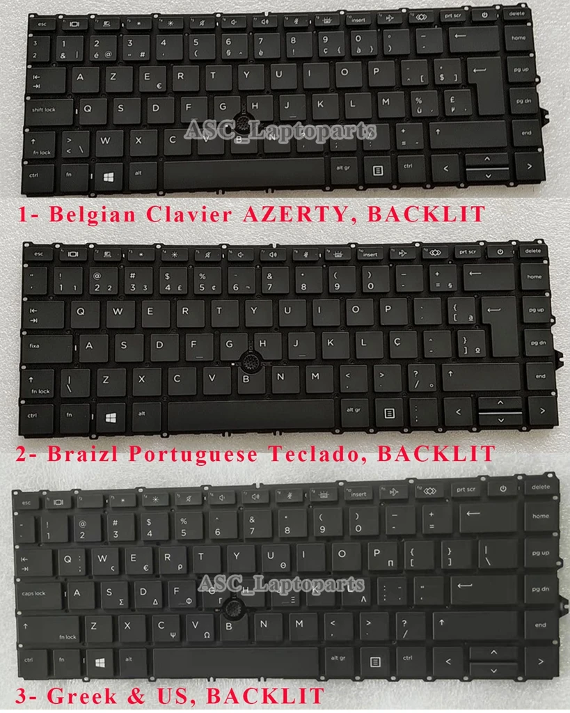 

New Latin Spanish Swedish Norwegian Danish Brazil Belgian Greek Keyboard for HP ELITEBOOK 745 G7 745 G8 840 G7 840 G8 BACKLIT