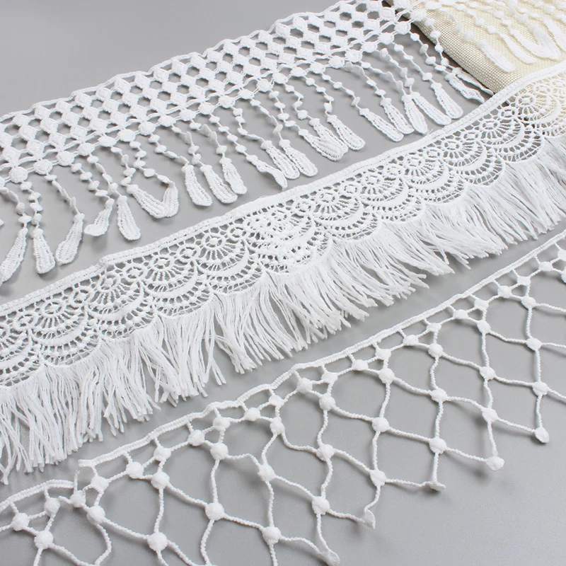 75/130mm 2yards/Lot Embroidered Soluble Lace Trim for Wedding Party Dress DIY Curtain Clothes Handmade Sewing Fabric Accessories