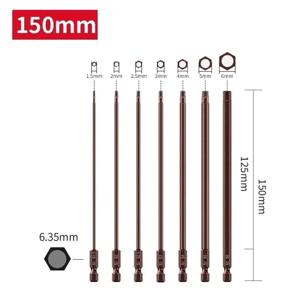 1 szt. 150mm końcówki wkrętaków sześciokątnych ze stali stopowej magnetyczne końcówki wkrętaków z łbem sześciokątnym śrubokręt klucz wiertła elektronarzędzia