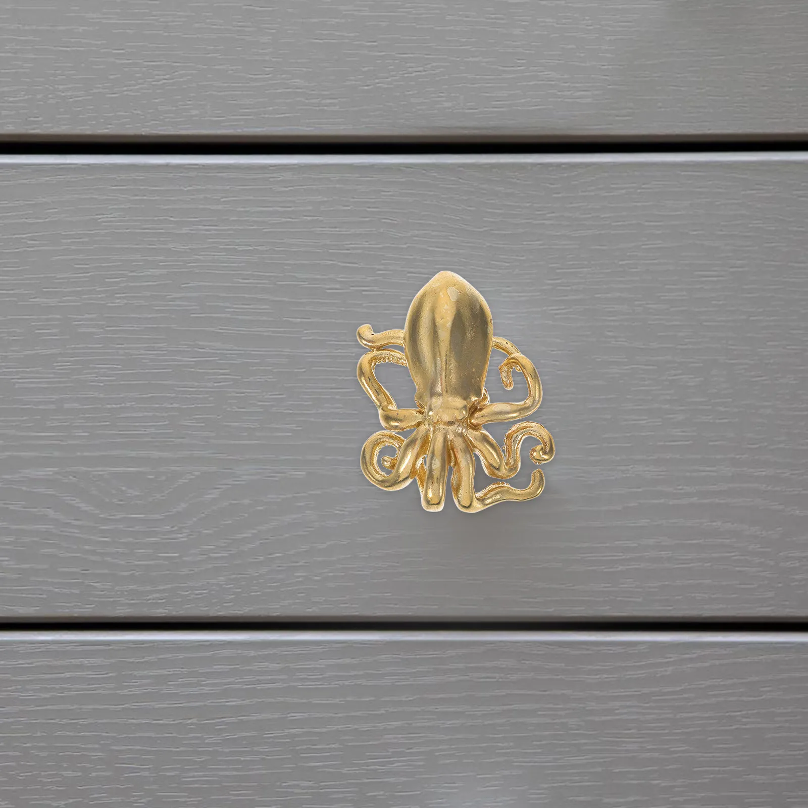 Unique Octopus Door Handle Brushed Brass Surface Vintage Style Tentacle Design for Cabinets Drawers Nautical Ocean Theme